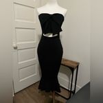 FORE Elegant Black Strapless Dress with Bow Front Hi Photo 4
