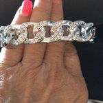 Guess  Pave Crystal Thick Link Bracelet w Toggle & G on Pink Charm w crystals Photo 0