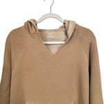 Aerie Womens Sz L Tan Brown Oversized Distressed V Neck Pullover Hoodie Comfy Photo 2