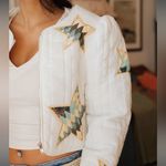 blueb. collection MED quilted multi star embroidered padded zip up jacket spot Gold Photo 11