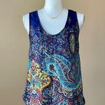 FUN 2 FUN | Blue Printed Open Back Tank Top Sz S Photo 0