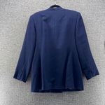 Vintage Blazer Womans 14 Navy V Sharp Contrasting Trim USA Double Breasted Blue Photo 4