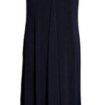 Chico's  Size 1 US M Navy Blue Midi Dress Tank V Neck Slinky Photo 0