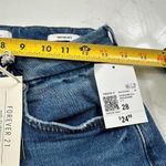 Forever 21 NWT Jean Shorts 28 Womens Curved 90s High Rise Raw Hem Faded Light Photo 3