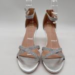 Allegra K  Ankle Strap Heels Womens 7 Silver Glitter Criss Cross Stiletto Party‎ Photo 3