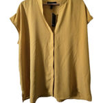 Eloquii  Womens Yellow Pullover V-Neck Short Sleeve Blouse Size‎ 14 Boho Photo 0