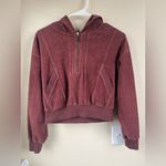 Anthropologie Daily Practice Velour Corduroy Hoodie Brown Plum Size XS Photo 2