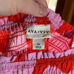 Ava & Viv NWOT  Red Abstract Smocked Peplum Top Size 3X Photo 4