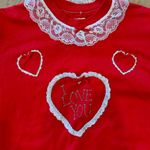 Vintage 80s I Love You Heart Tee Lace Puffy Paint Size XL Photo 4