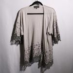 Sunday in Brooklyn Gray Cardigan Linen Crochet Floral Whimsical Fairycore Sz S Photo 1