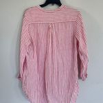 L.L.Bean  Linen Striped Coastal Blouse Size Large Photo 5