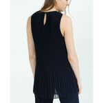 ZARA  Chiffon Pleated Sleeveless Blouse Flowy Tank Top Blouse S Navy Blue #4325 Photo 4