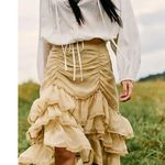 Free People Calliope Ruffle Midi Skirt Sage Small NWT Ethereal Western Bohemian Photo 14