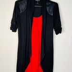 Delirious Black & Red Layered Tunic Dress Small Faux Leather Shoulder Detail Photo 1