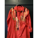 Natori  embroidered Cotton Poplin knee length long sleeve Shirtdress orange M Photo 1