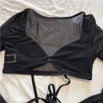 SheIn  Black Sheer Long Sleeve Crop Top Photo 5