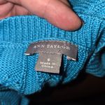 Ann Taylor Teal Cable Knit Silk & Cotton Long Sleeve Sweater Photo 5