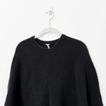 Free People [] Black Downtown Sweater Ribbed Knit Asymmetrical Hem Oversized XS Photo 3