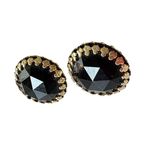 Vintage Black Faceted Gold Tone Circle Clip Photo 0