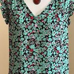 Philosophy  Blue Red Pink Black Floral Print. Sleeveless Ruffle Cut Out Back Sz S Photo 0