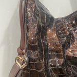 Brighton  Patent Leather Brown Croc Print Tote Shoulder Bag Purse Photo 6
