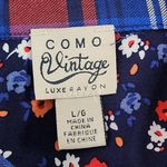 Como vintage  Navy and Red Plaid Button Down Shirt Size Large Preppy Plaid Shirt Photo 7