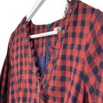 Le lis  Plaid Dark Orange Navy Blue Fit & Flare Western Dress Size Small NWT Photo 3