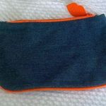 Ipsy Glam Bag in Denim/Neon Orange Cosmetics Accessories Zip Closure Photo 0