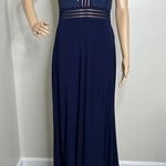 Nightway NW Navy Blue Halter Maxi Gown Dress Photo 0