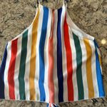 Tyche  Vici Halter Tank Rainbow Stripe Tie Front Size  Medium Keyhole front Photo 8