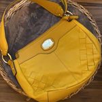 Franco Sarto yellow shoulder bag purse woven leather marigold mustard boho EUC Photo 0