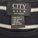 City Silk Black & White Stripe Sleeveless Crewneck Silk Blend Sweater Size XL Photo 4