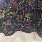 Vtg 80s Alicia Black Quilted Floral Jacket Leaf Print Cottage Fall Prairie Large Photo 4