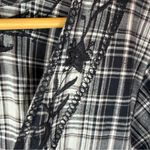 Free People NWT Size Large Embroidered Plaid Flannel Mini Dress Pockets Grunge Photo 7