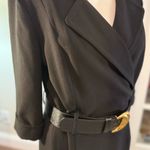 Donna Karan  New York Black Stretch Belted Wrap Midi Tailored Blazer Dress 10 Photo 4
