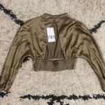 ZARA Open Back Long Sleeve Cropped Blouse Photo 4