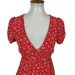 Sundae Muse  Dress 6 Red V Neck Short Sleeve Flowy Summer Viral Party Photo 1