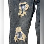 Judy Blue  Distressed Gingham Patch High Rise Skinny Jeans—size 13/31 Photo 1