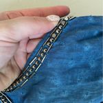 American Rag  Blue Boho Babydoll Mixed Print Beaded Tank Top Photo 4