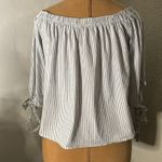 LaBanga Boat Neck Striped Blue/White Top L Tie Sleeves Nautical Preppy Casual Blue Size L Photo 1