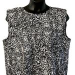 Nine West Women's Sleeveless Blouse XL Black White Abstract Gold Chain Detail Photo 2