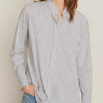 Victoria Tomas French Striped Cotton Button Down Shirt Blouse Size 4 US 36 FR White Photo 0