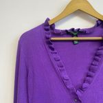 Ralph Lauren Purple Ruffle Cashmere Blend Cardigan Sweater Photo 3