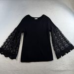 Cato  14 / 16 Top Lace Bell Sleeves Black Whimsigoth Fairy Ribbed Pullover Fitted Photo 1
