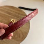 Vintage 90s ROC Red Genuine Snake Skin Skinny Gold Buckle Belt Photo 6