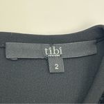 Tibi Black Faux Fur Long Sleeve Top Womens Size 2 Long Sleeve Popover Office Photo 1