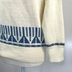 Vintage Cardigan Handmade Knit Fairisle Acrylic Jeanne Legpage Ivory Blue Winter Photo 5
