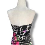 Vintage Cache Maxi Zebra Floral Mermaid Gown Strapless Corset Jeweled Brooch 4 Black Photo 4