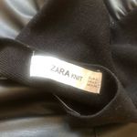 ZARA Mini Dress Black Faux Leather Spaghetti Strap Empire Waist V Neck Sz Small Photo 4