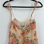 ZARA  Tiered Flowy Boho Peach Orange Floral Midi Dress Spaghetti Strap xs-small Photo 4